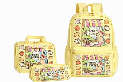 Kit Mochila Escolar - Bobbie goods amarelo