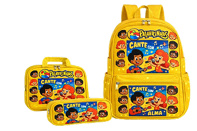 Kit Mochila Escolar - 3 palavrinhas amarelo