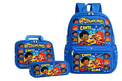 Kit Mochila Escolar - 3 palavrinhas azul