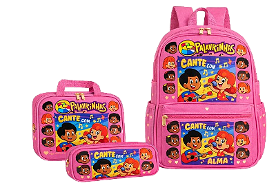 Kit Mochila Escolar - 3 palavrinhas rosa
