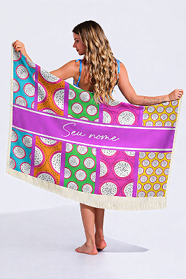 Canga Saida de Praia Retangular Seu nome Aqui - PITAIA