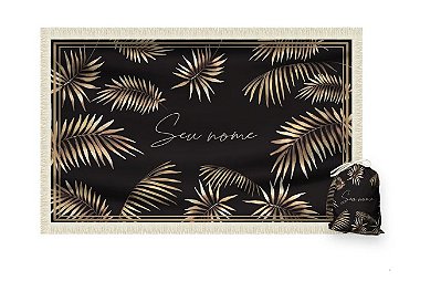 Canga Saida de Praia Retangular Seu nome Aqui - FOLHAS DE OURO