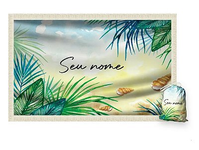 Canga Saida de Praia Retangular Seu nome Aqui - FOLHAGEM-BUZIOS