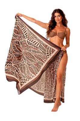 Canga Retangular - litras marron floral