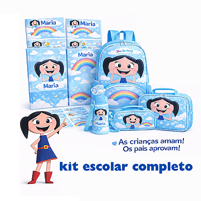 Kit escolar completo - mochila/lancheira/adesivos/adesivos - Show da luna