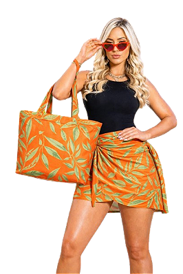 Kit Folhagem tropical bag - saia pareô + bag
