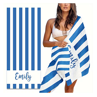 Canga Retangular - listras azul com nome