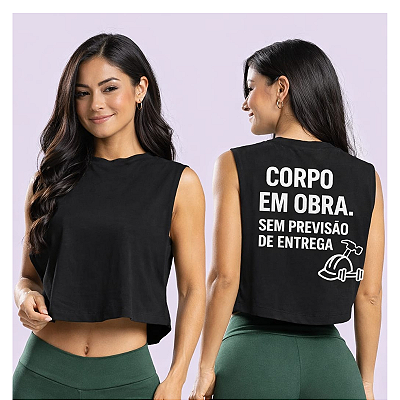 Regata Cropped Feminino Fitness Frases Motivacionais