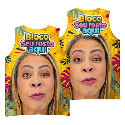 Abadás carnaval folia Camiseta regata - Bloco seu rosto aqui