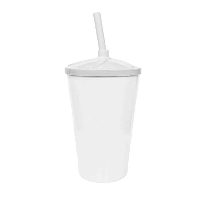 Copo Twister Branco - Copo com Canudo