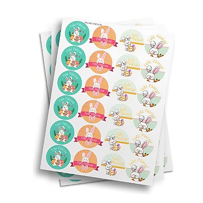 Cartela Adesiva De Páscoa redondo