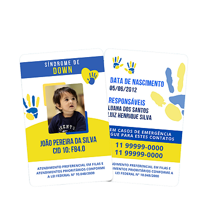 Crachá Personalizado Identificação Sindrome de down - 01