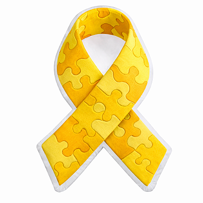 Almofada 3d - Laço autismo amarelo