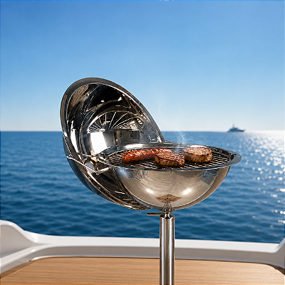 Churrasqueira Náutica em Aço Inox 304 Overboat P-320 com Pedestal (Popa)