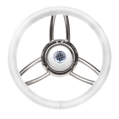 Volante Náutico Savoretti em Inox e PU Branco 35cm T26W/35