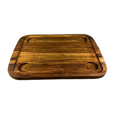 Tampo de Mesa Náutica Overboat 45x58cm em Madeira Teca com Porta-Copos