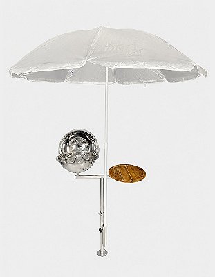 Churrasqueira Náutica em Aço Inox Overboat PGM-314-G com Tábua e Guarda-Sol Integrado. (Popa)