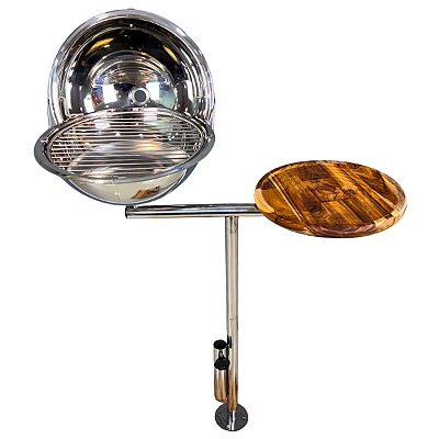 Churrasqueira Náutica em Aço Inox 304 Overboat PGM-314-M com Suporte para Tábua e Guarda-Sol (Popa)