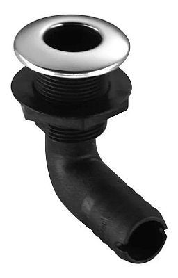 Saída de Costado Passa-Casco 90° de 1-1/8" em Nylon com Capa Inox