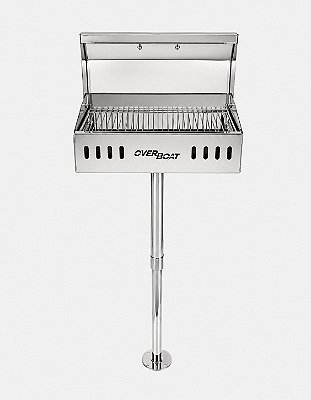 Churrasqueira Náutica Retangular em Aço Inox 304 Overboat R-460 com Pedestal (Popa)