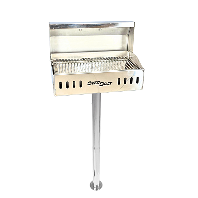 Churrasqueira Náutica Retangular em Aço Inox 304 Overboat PTR-460 com Pedestal (Popa)