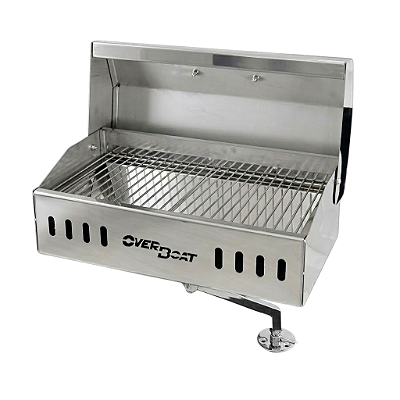 Churrasqueira Náutica em Aço Inox 304 de Costado Overboat CR-460 com Suporte Ajustável