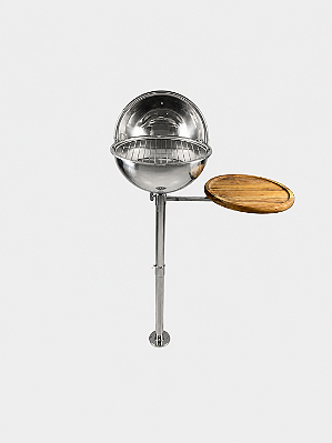 Churrasqueira Náutica em Aço Inox 304 Overboat PT-350 com Mesa de Apoio Articulada (Popa)