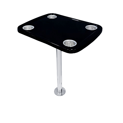 Mesa Náutica Completa Overboat 45x58cm com Pedestal Inox e Porta-Copos