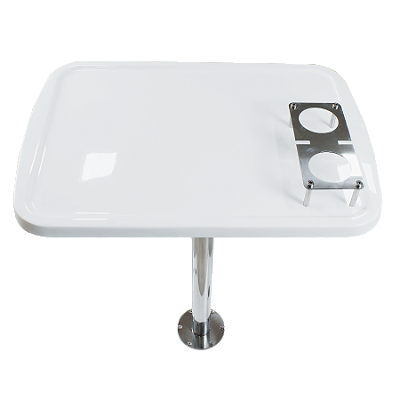 Mesa Náutica Completa Overboat 45x58cm em Fibra com Pedestal Inox