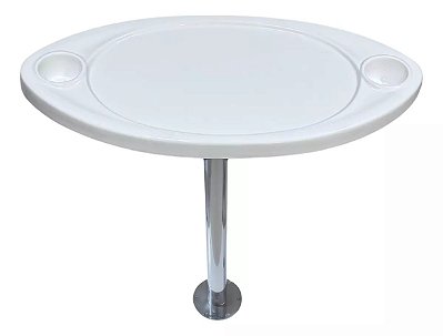 Mesa Náutica Elíptica Completa Overboat 70,5x33,5cm com Pedestal Inox