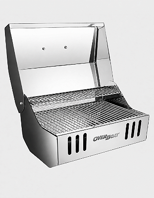 Churrasqueira Náutica em Aço Inox 304 Extra Grande c/ Grelha de Descanso Overboat PTR-G