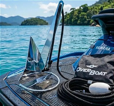 Kit Âncora Rocna Inox 1,4kg com Cabo Overboat Mosquetão e Bolsa para Jet Ski