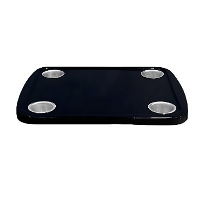 Tampo de Mesa Náutica Overboat 45x58cm em Fibra Preta com Porta-Copos