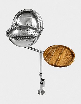 Churrasqueira Náutica em Aço Inox 304 Overboat PGM-350 com Suporte para Tábua e Guarda-Sol (Popa)