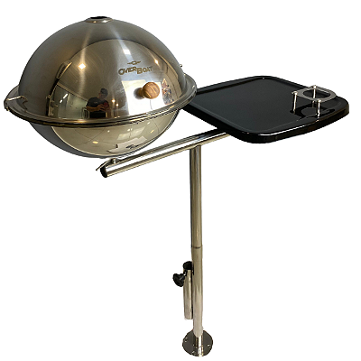 Churrasqueira Náutica em Aço Inox 304 Overboat PGM-314 com Suporte para Tábua em Fibra e Guarda-Sol