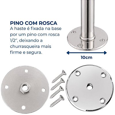 Churrasqueira Náutica PT-G Extra Grande Overboat (Popa) em Aço Inox 304