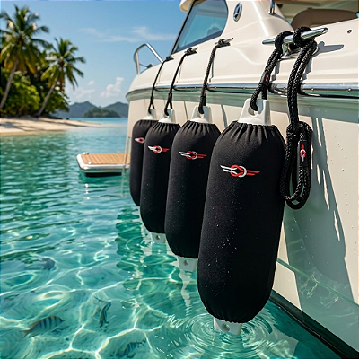 Kit Completo 4 Defensas Náuticas G3 com Capas e Cabos de Amarração