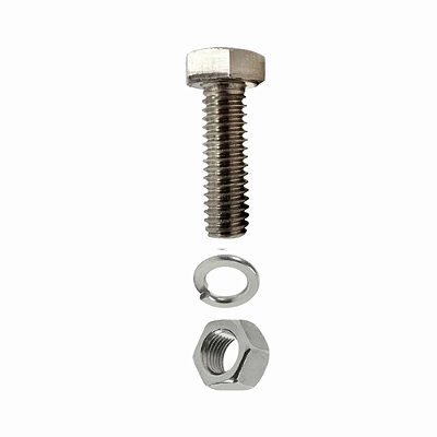 Kit 1 Parafuso Porca e Arruela de Pressão Sextavado Inox 3/8" Aço Inox 304
