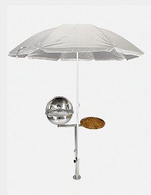 Churrasqueira Náutica em Aço Inox Overboat PGM-350-G com Tábua e Guarda-Sol Integrado. (Popa)