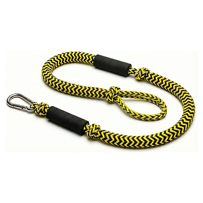Cabo de Atracação Elástico com Mosquetão para Jet Ski e Barco Amarelo e Preto Overboat.