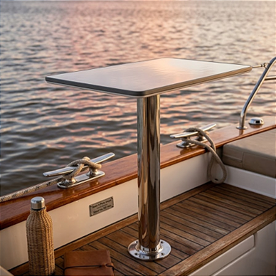 Suporte Reto Overboat em Inox 304 para Antena Starlink Tubo 2 Polegadas.