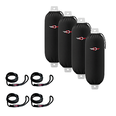 Kit Completo 4 Defensas Náuticas G5 com Capas e Cabos de Amarração.