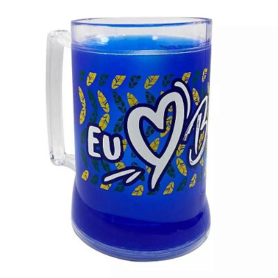 Caneca Gel Brasil Azul 400ml