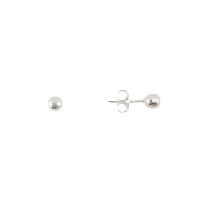 Brinco Bolinha Prata 925 Esfera Lisa 4mm