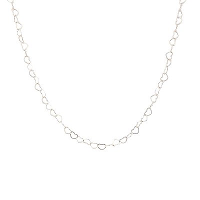 Choker de Prata 925 Elos de Coração 4mm
