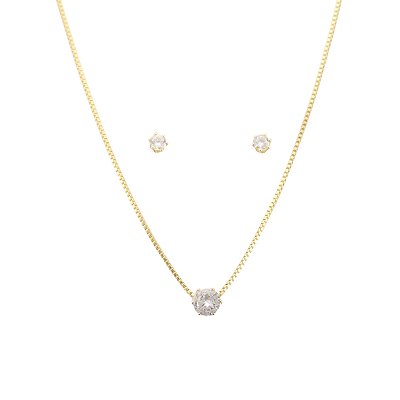 Conjunto Ponto de Luz Banhado a Ouro 18k