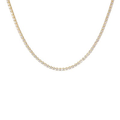 Choker Riviera Zircônias Cristais Banhada a Ouro 18k