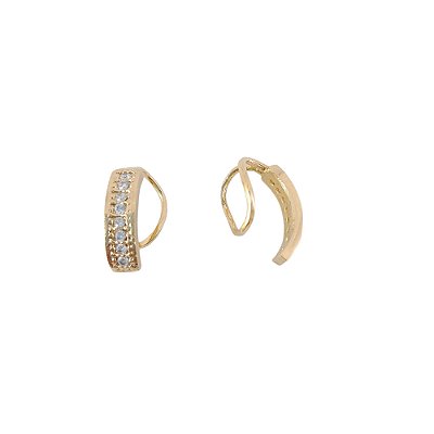 Brinco Ear Hook com Zircônias Banhado a Ouro