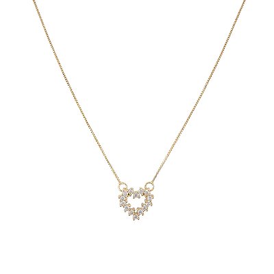 Colar de Coração com Zircônias Banhado a Ouro 18k