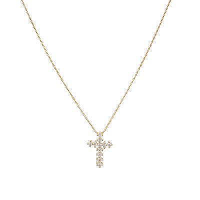 Colar de Cruz Feminino Banhado a Ouro 18k